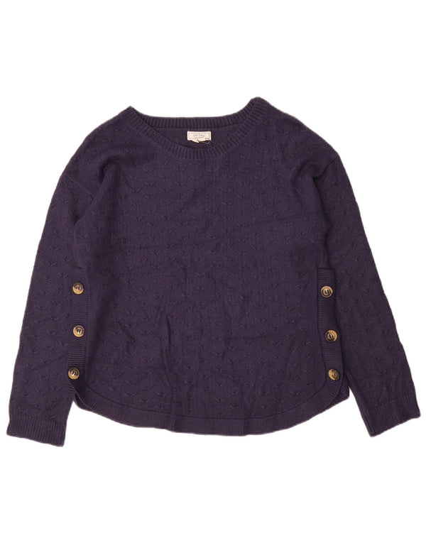 Suéter feminino Fat Face com gola canoa Reino Unido 8 viscose azul marinho pequeno