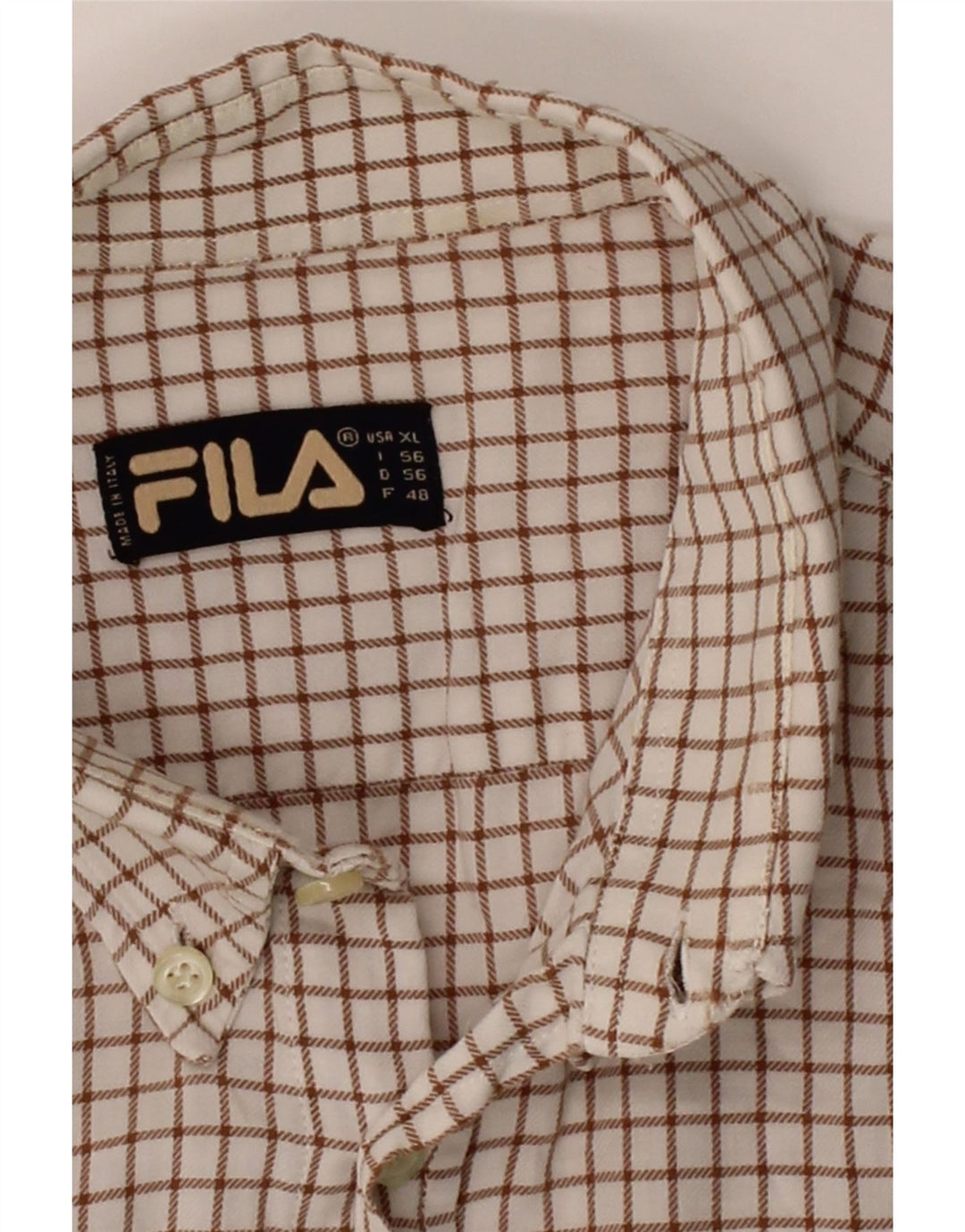 Camisa masculina FILA XL Off White Check Cotton