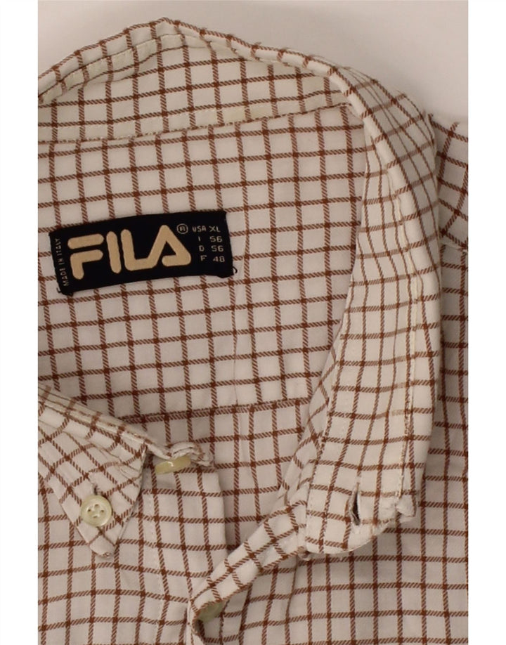Camisa masculina FILA XL Off White Check Cotton