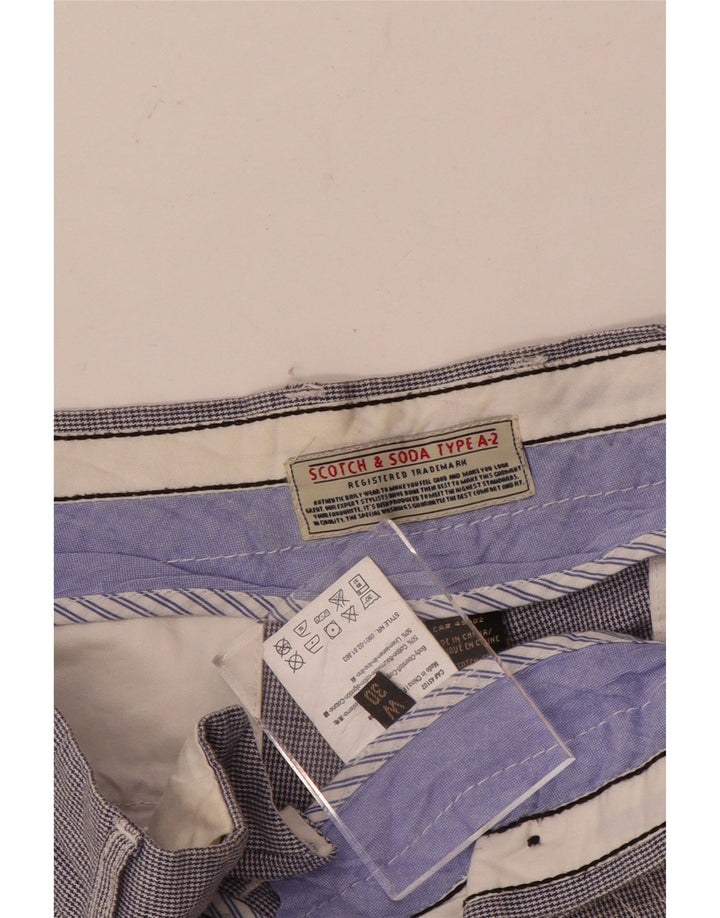 Scotch & Soda Mens Chino Shorts W30 Algodão Houndstooth Azul Médio