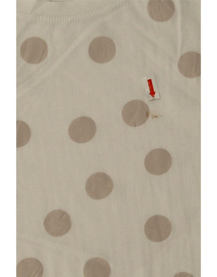 Camiseta feminina Zara UK 14 bolinhas brancas médias