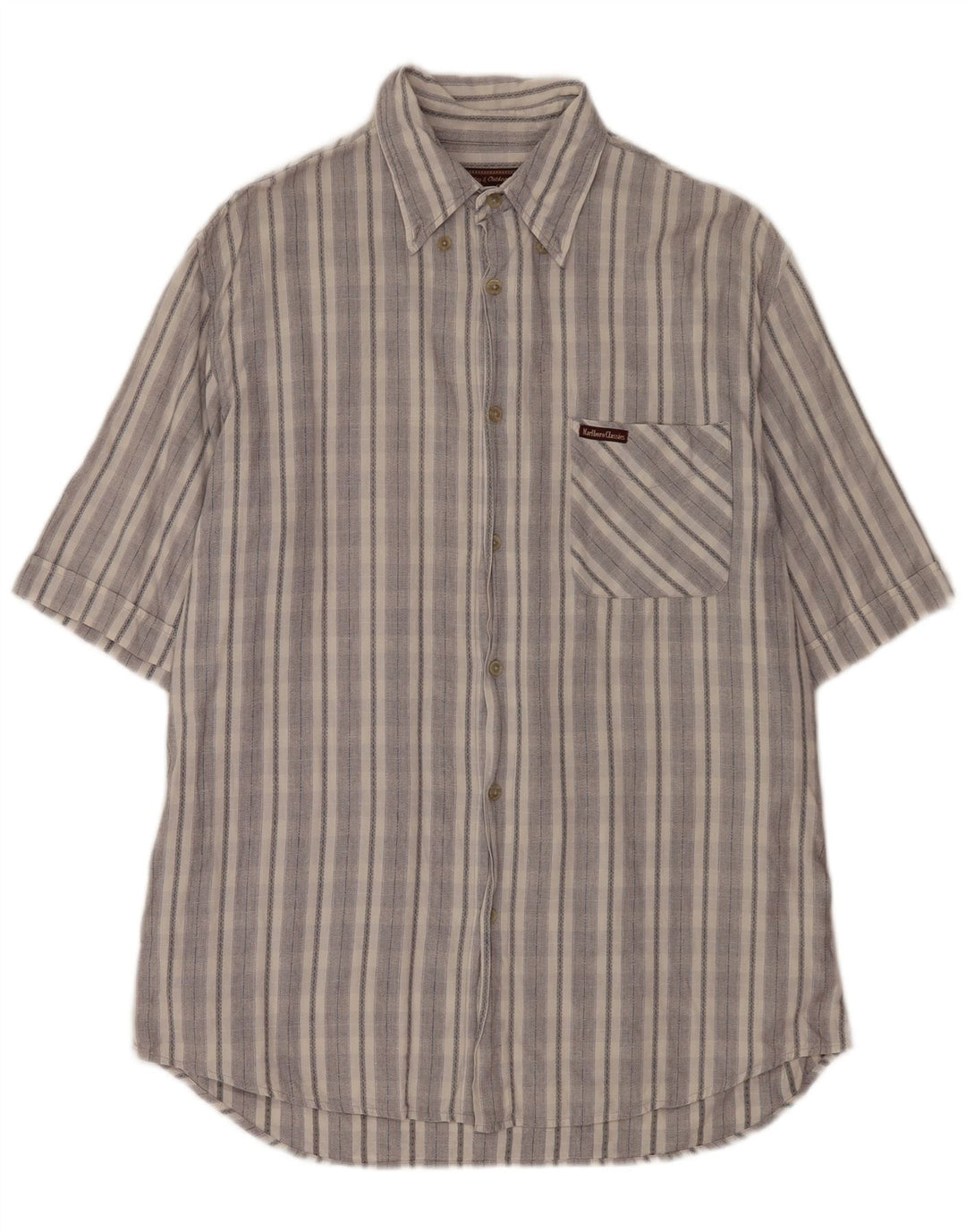 Camisa masculina de manga curta Marlboro Classics XL cinza listrado algodão