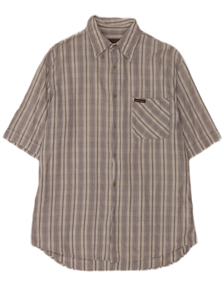 Camisa masculina de manga curta Marlboro Classics XL cinza listrado algodão