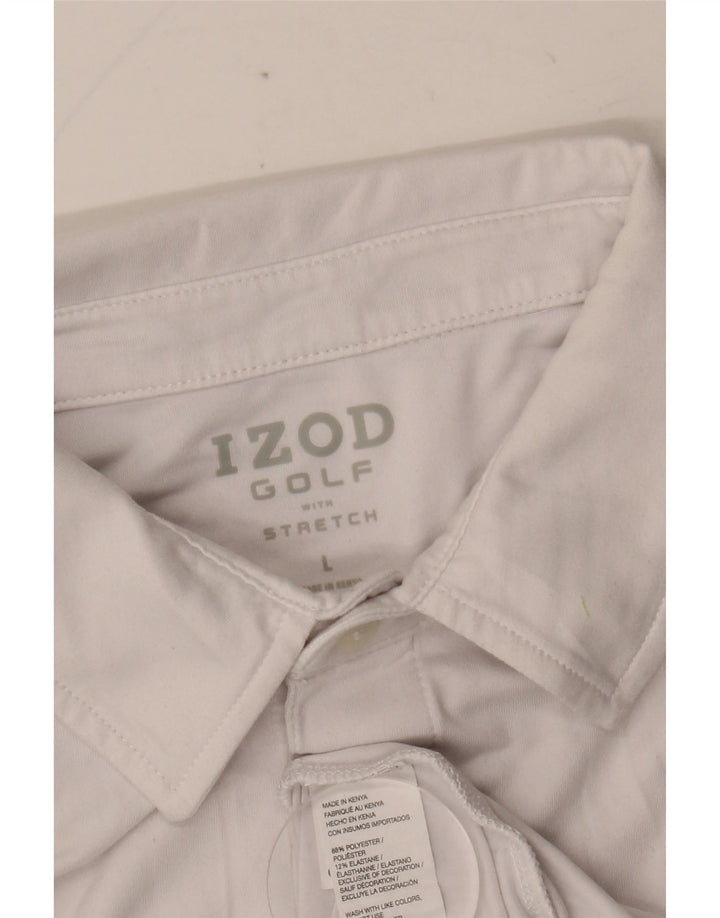 Camisa polo masculina IZOD grande poliéster listrado branco