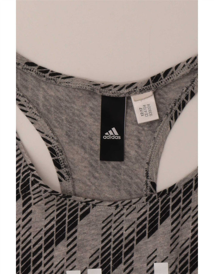 Adidas Womens Graphic Vest Top UK 12 Médio Cinza Geométrico