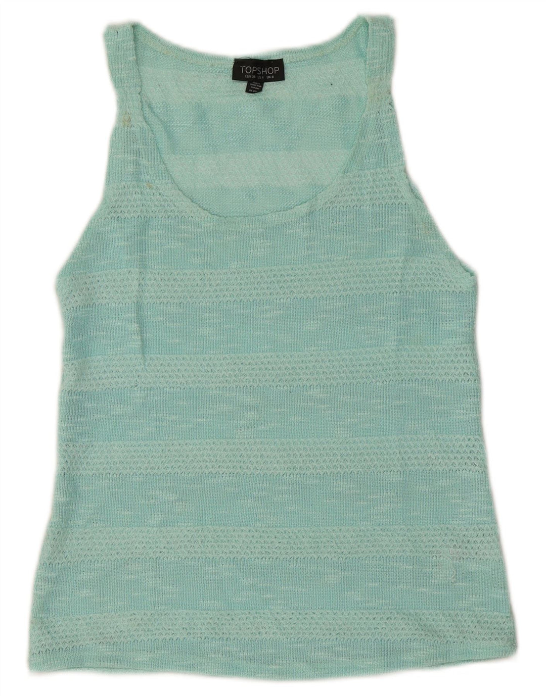 Colete feminino Topshop Top UK 8 poliéster listrado turquesa pequeno