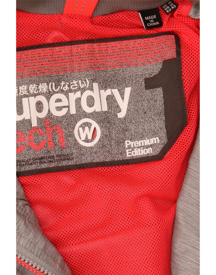 Jaqueta de chuva feminina Superdry com capuz Reino Unido 14 grande cinza manchado