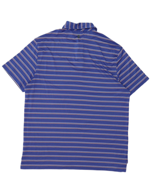 Camisa polo masculina de golfe IZOD grande poliéster listrado azul