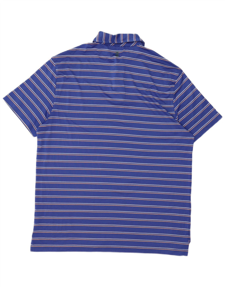 Camisa polo masculina de golfe IZOD grande poliéster listrado azul