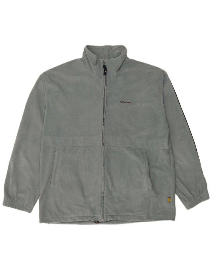 Diadora Mens Velour Tracksuit Top Jacket UK 44 2XL Azul Poliéster