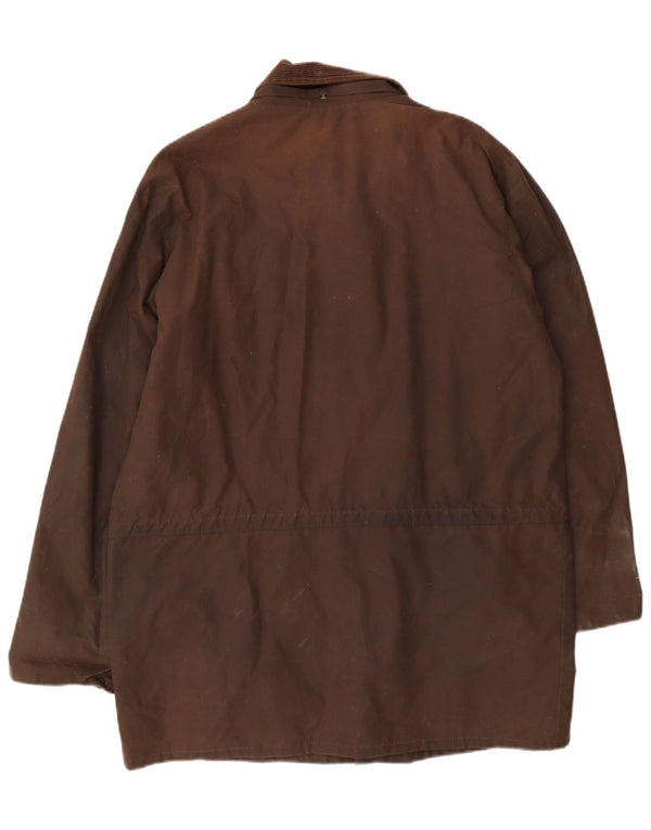 Jaqueta masculina vintage de algodão encerado UK 38 marrom médio