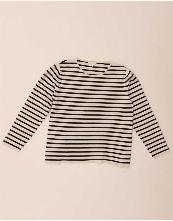 Cos Womens Crop Top Manga Longa Reino Unido 10 Pequeno Algodão Listrado Branco