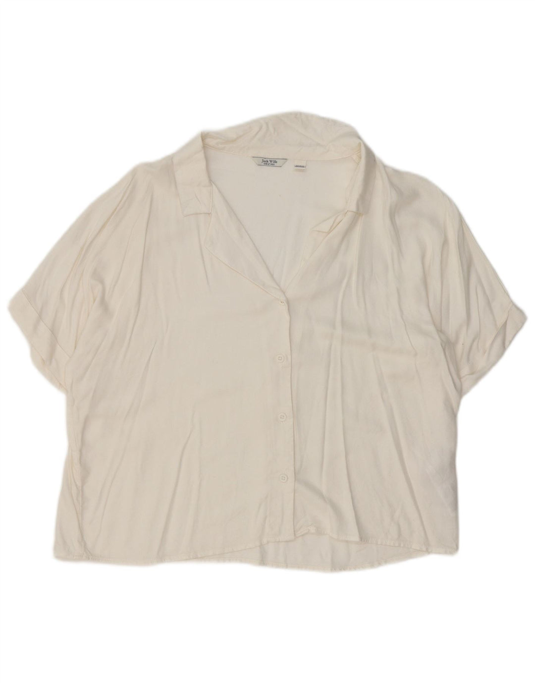 Blusa feminina de manga curta JACK WILLS Reino Unido 12 viscose branca média