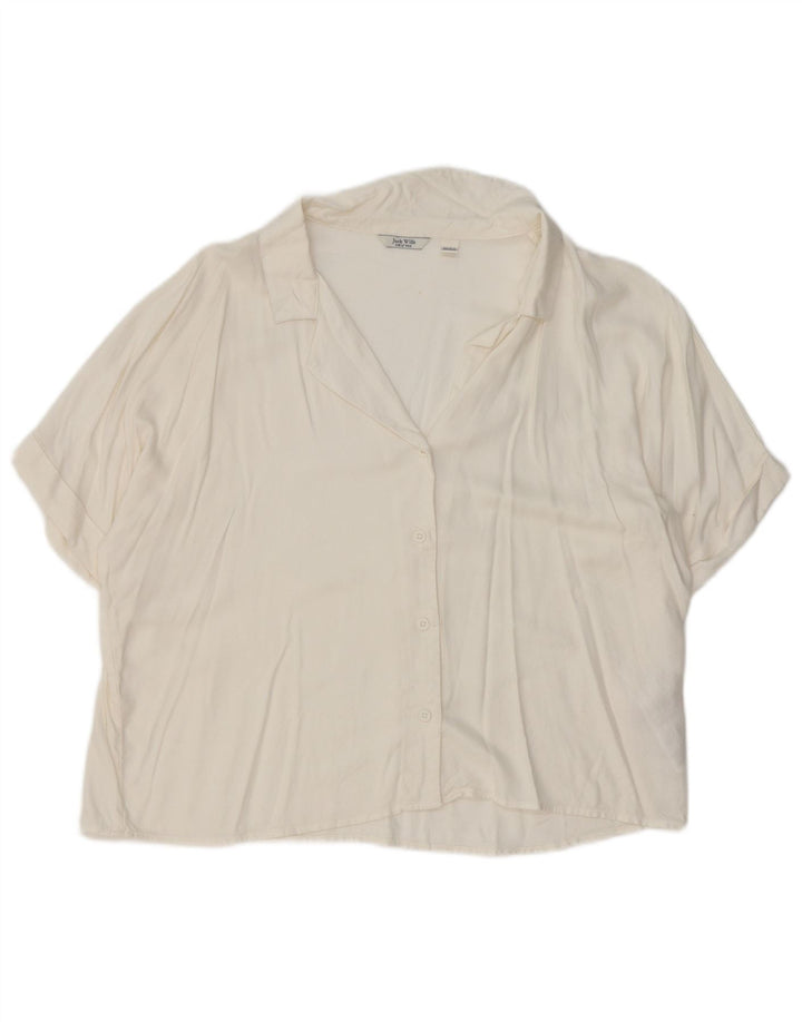 Blusa feminina de manga curta JACK WILLS Reino Unido 12 viscose branca média