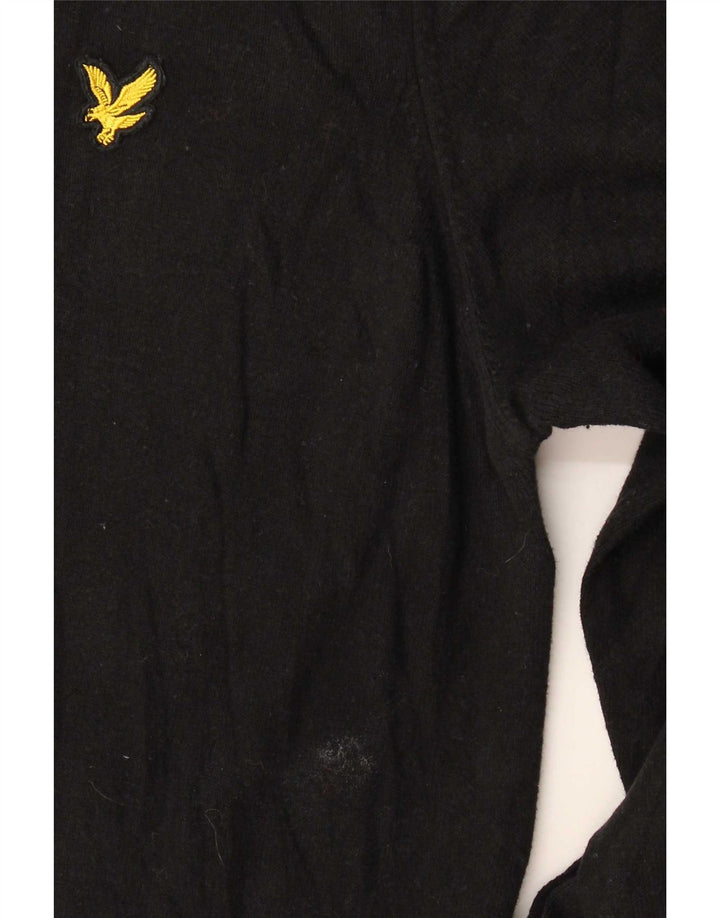 Suéter masculino Lyle & Scott com gola redonda, algodão preto médio