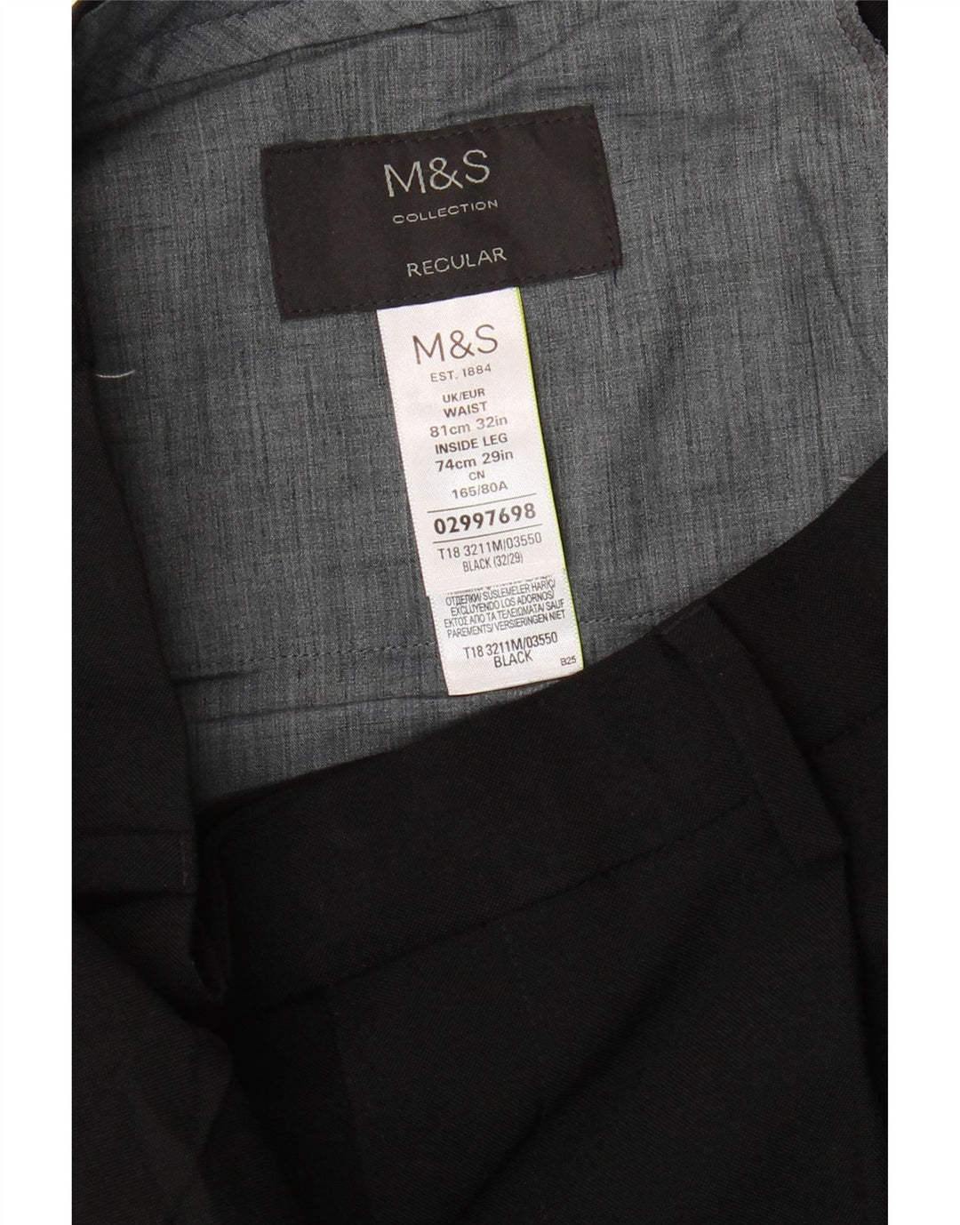Calça masculina Marks & Spencer com pegged suit W32 L29 poliéster preto