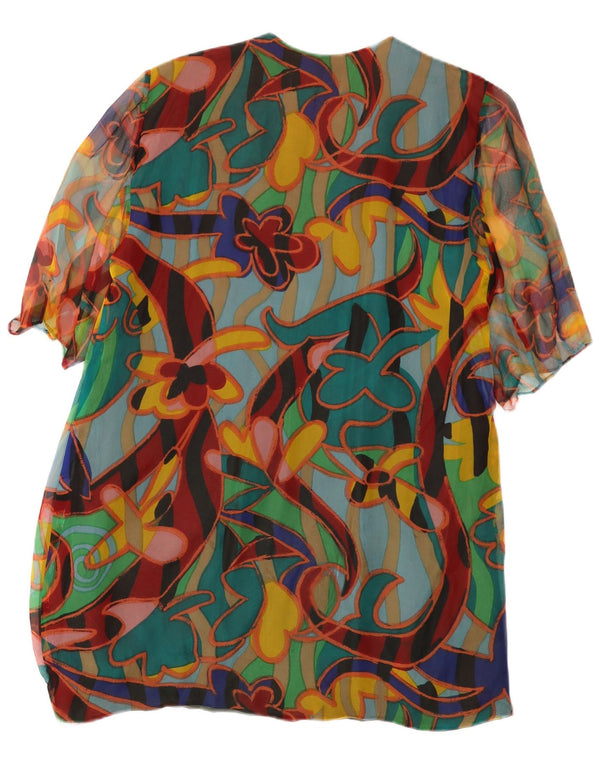 Vestido feminino VINTAGE com estampa abstrata e mudança UK 14 médio multicolorido