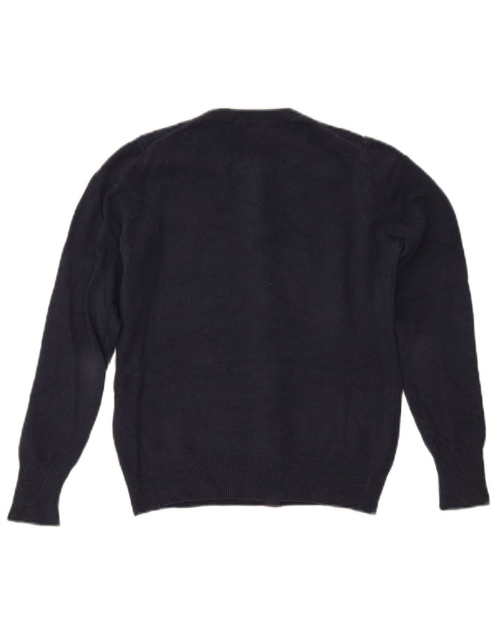 Suéter cardigã feminino BENETTON UK 6 XS azul marinho lã merino