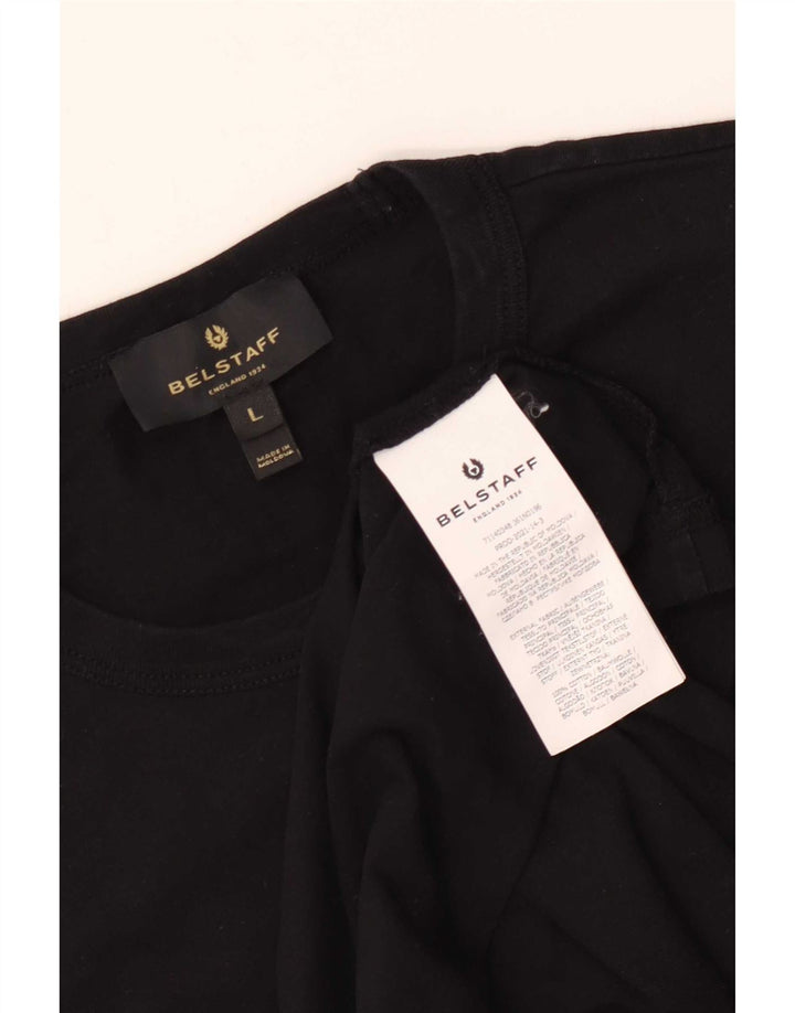 Camiseta masculina Belstaff com estampa gráfica grande de algodão preto