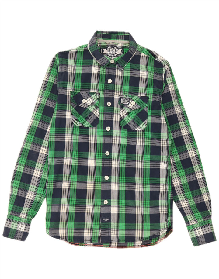 Camisa masculina Superdry verde médio xadrez algodão