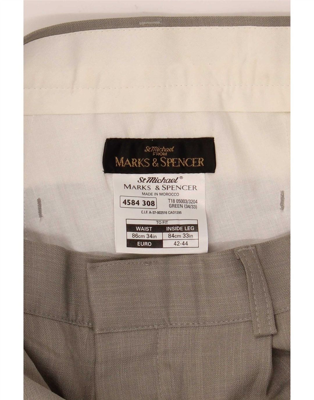 Calça casual masculina Marks & Spencer com pegged W34 L33 poliéster verde