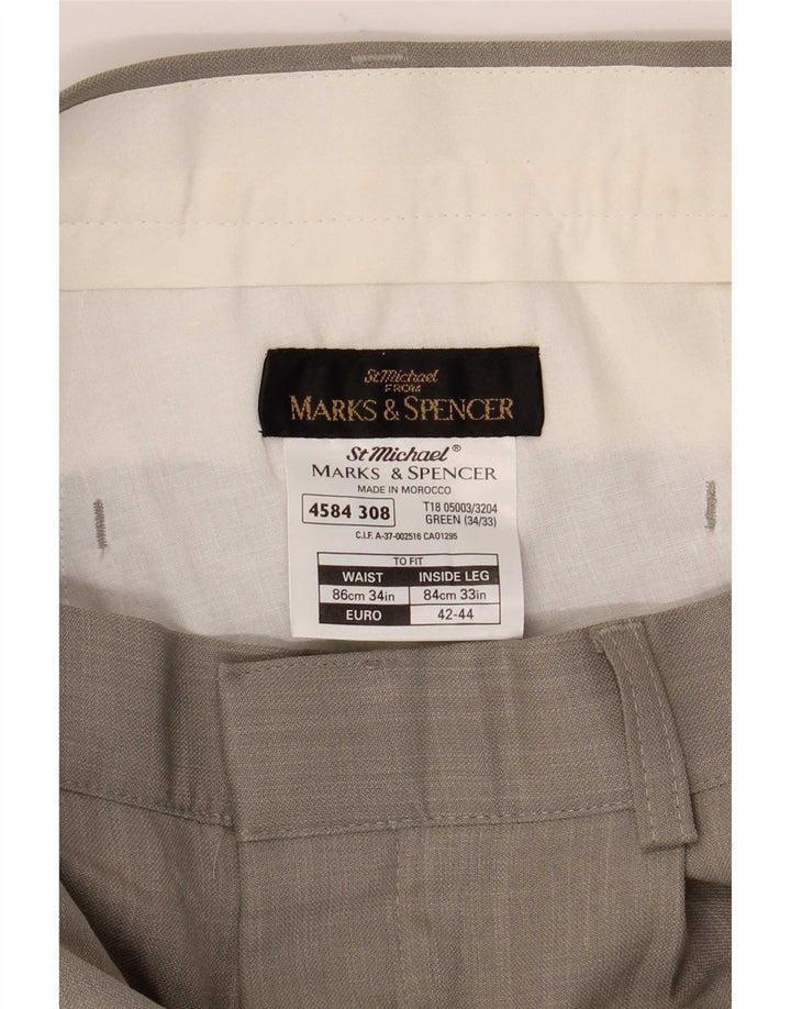 Calça casual masculina Marks & Spencer com pegged W34 L33 poliéster verde