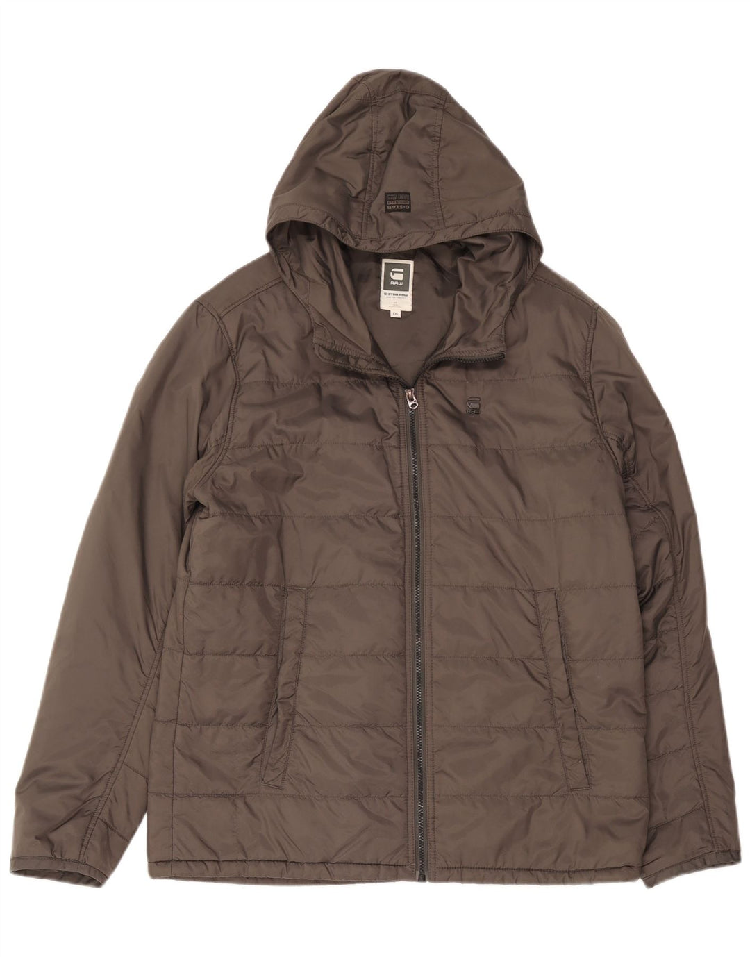 Jaqueta masculina acolchoada com capuz G-Star UK 44 2XL cinza nylon