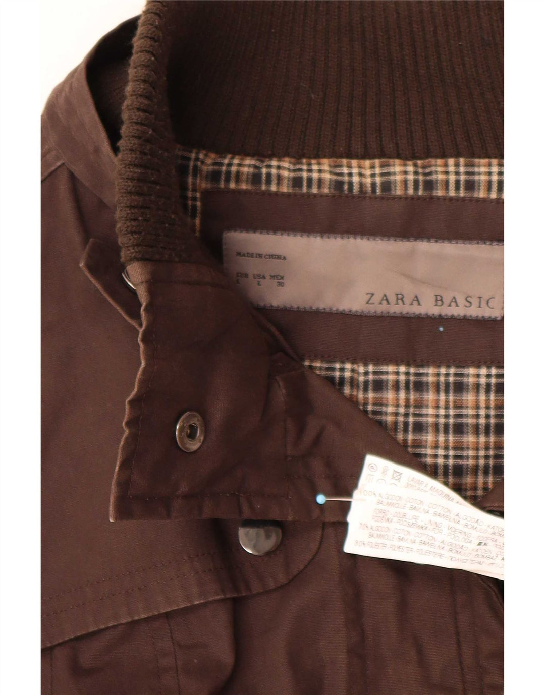 Jaqueta utilitária feminina Zara UK 14 grande algodão marrom