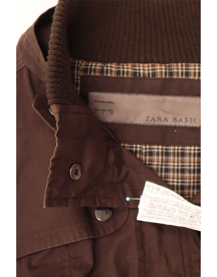 Jaqueta utilitária feminina Zara UK 14 grande algodão marrom