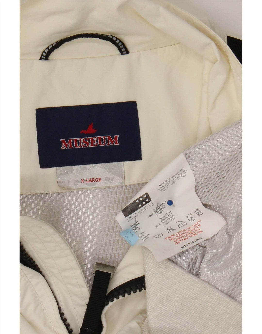 Museum Mens Graphic Bomber Jacket UK 42 XL Off White Colourblock Poliamida