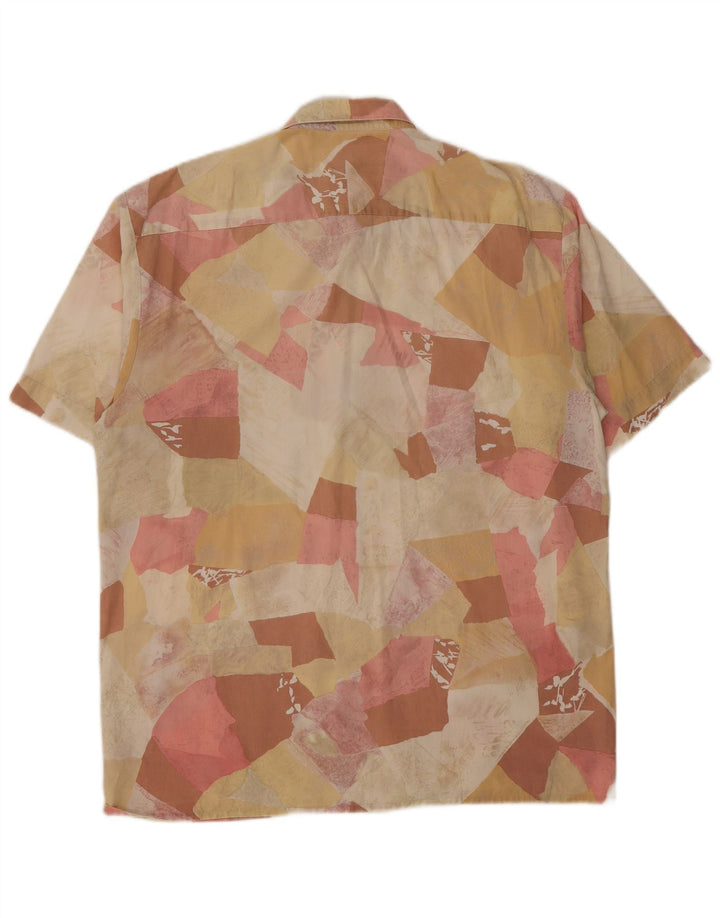 Camisa masculina masculina de manga curta com padrão abstrato grande multicolorida
