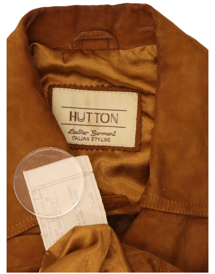 Jaqueta masculina vintage de camurça IT 46 pequena couro marrom clássico