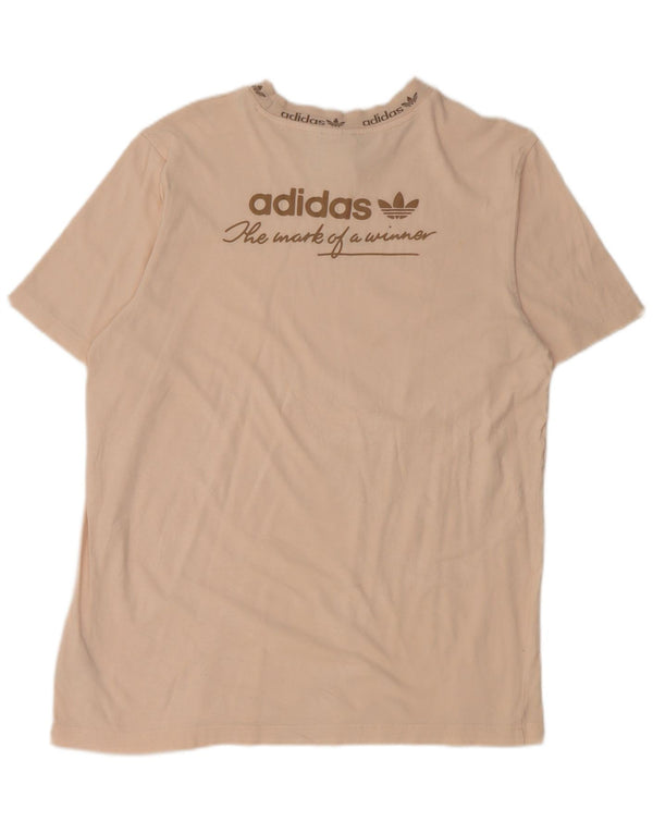 Adidas Mens Graphic T-Shirt Top Médio Algodão Bege