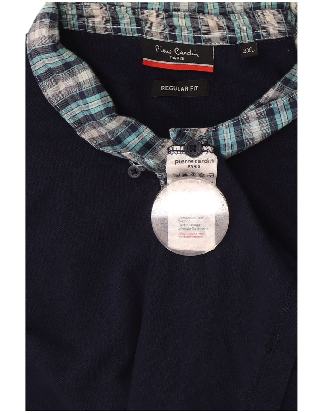 Camisa polo masculina PIERRE CARDIN Paris Regular Fit 3XL algodão azul marinho