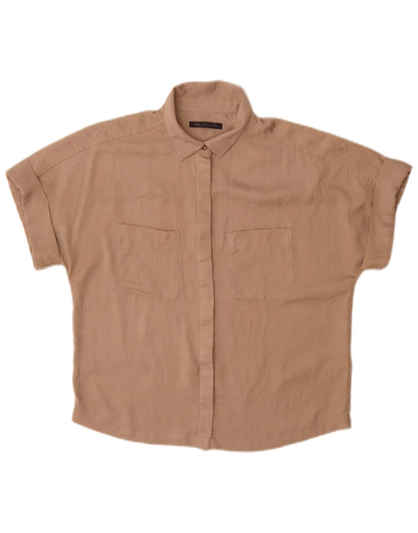 Blusa feminina de manga curta Marks & Spencer Reino Unido 10 pequena marrom