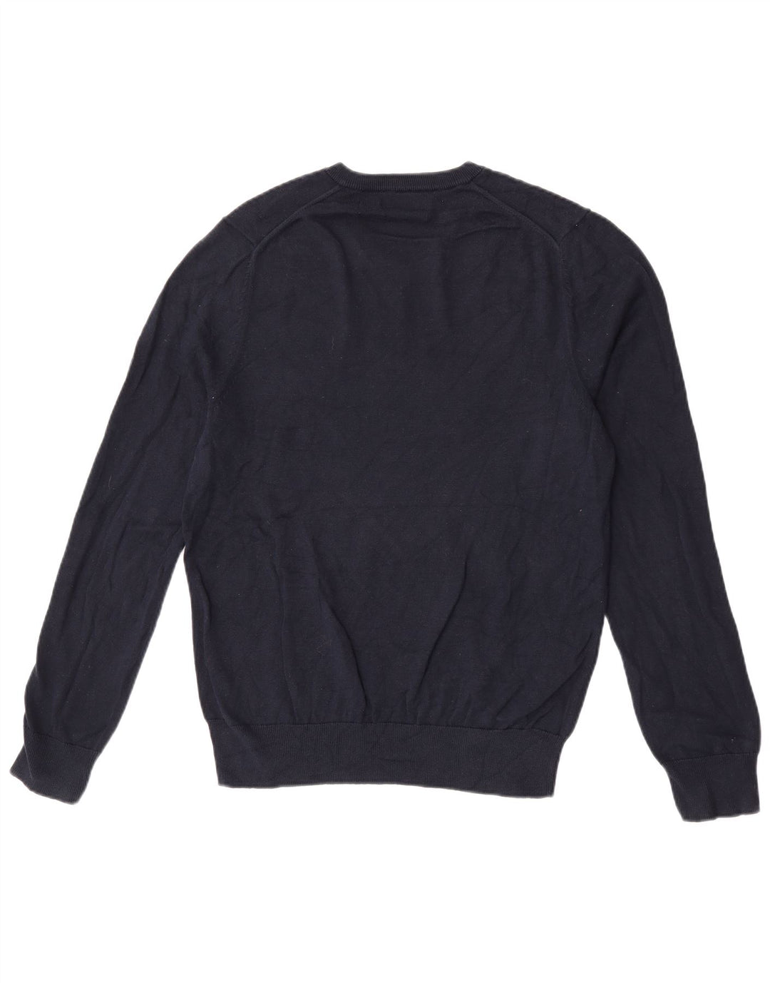Suéter masculino Marks & Spencer com decote em V, algodão azul marinho médio