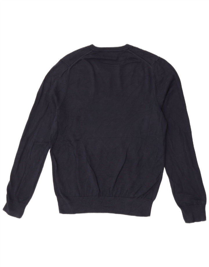 Suéter masculino Marks & Spencer com decote em V, algodão azul marinho médio