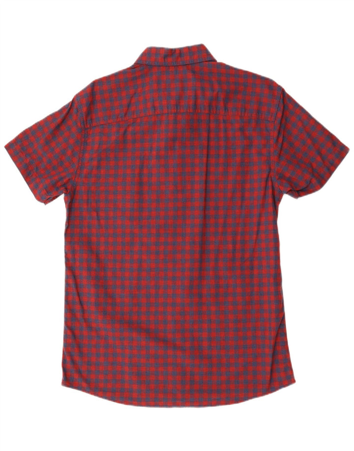 Camisa masculina de manga curta Jack & Jones grande algodão vermelho guingão