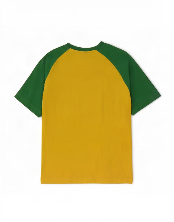 Camiseta masculina Puma Graphic Top pequeno bloco colorido amarelo