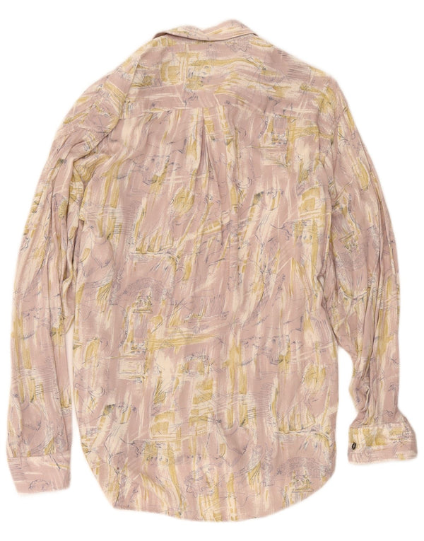 Camisa masculina vintage com estampa abstrata pequena rosa