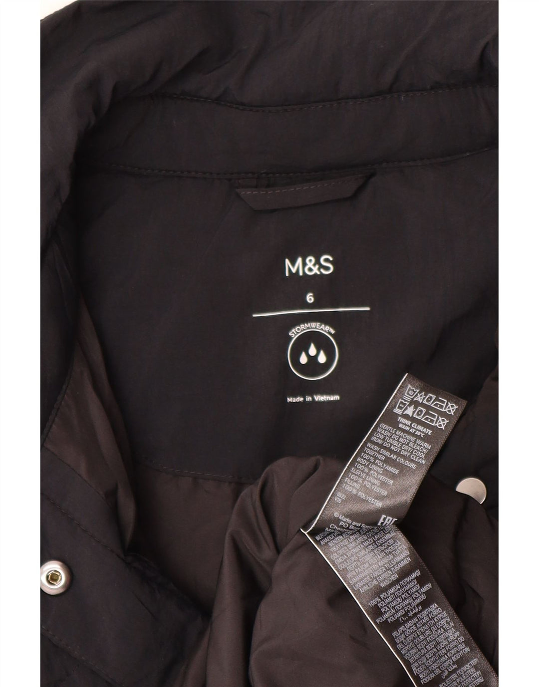Casaco feminino acolchoado grande Marks & Spencer Reino Unido 6 XS preto