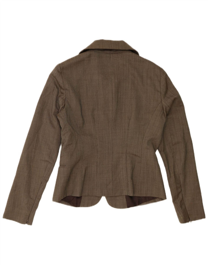 Jaqueta blazer feminina Intrend com 4 botões Reino Unido 12 lã marrom médio
