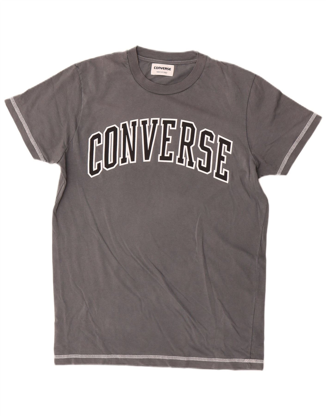 Converse Mens Graphic T-Shirt Top Pequeno Algodão Cinza