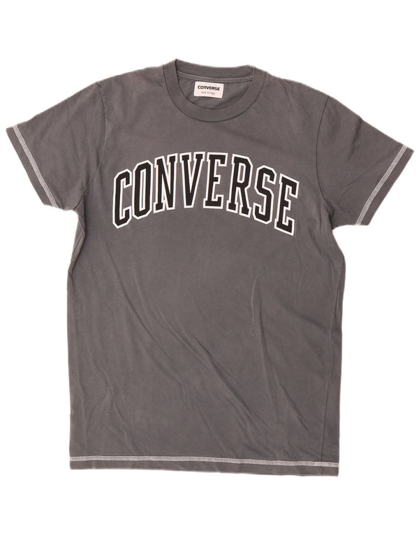 Converse Mens Graphic T-Shirt Top Pequeno Algodão Cinza