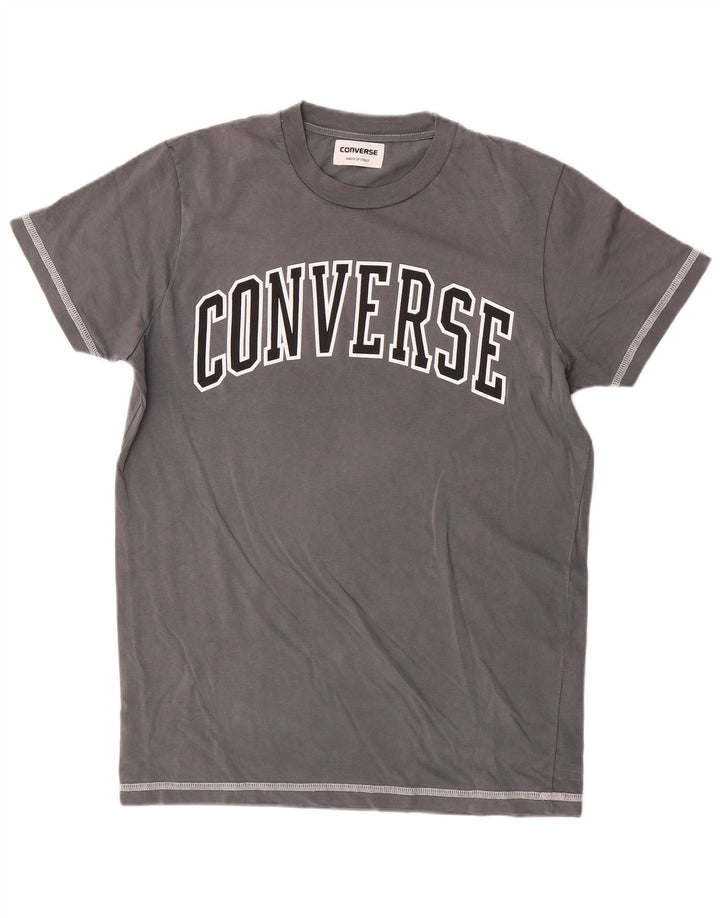 Converse Mens Graphic T-Shirt Top Pequeno Algodão Cinza