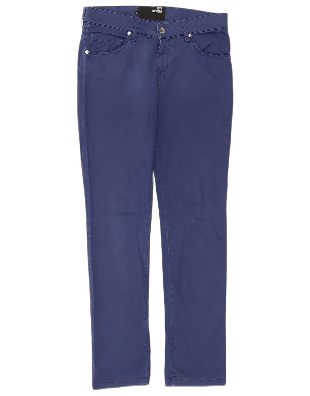Calça casual justa feminina MOSCHINO W27 L29 algodão azul