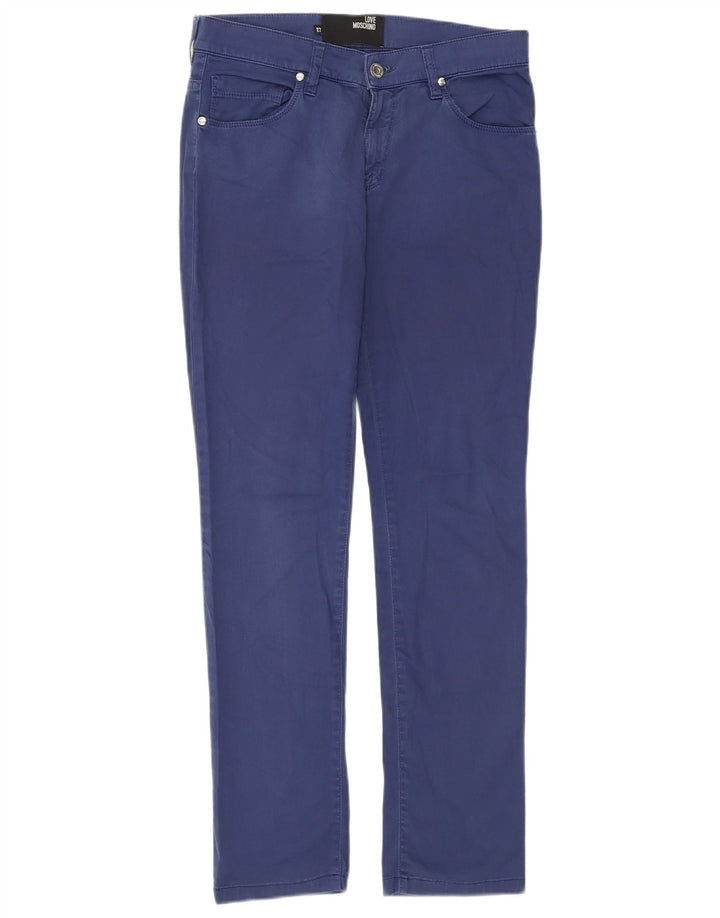Calça casual justa feminina MOSCHINO W27 L29 algodão azul