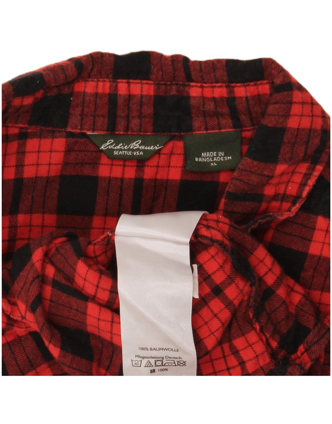 Camisa feminina de flanela Eddie Bauer Reino Unido 18 XL algodão xadrez vermelho