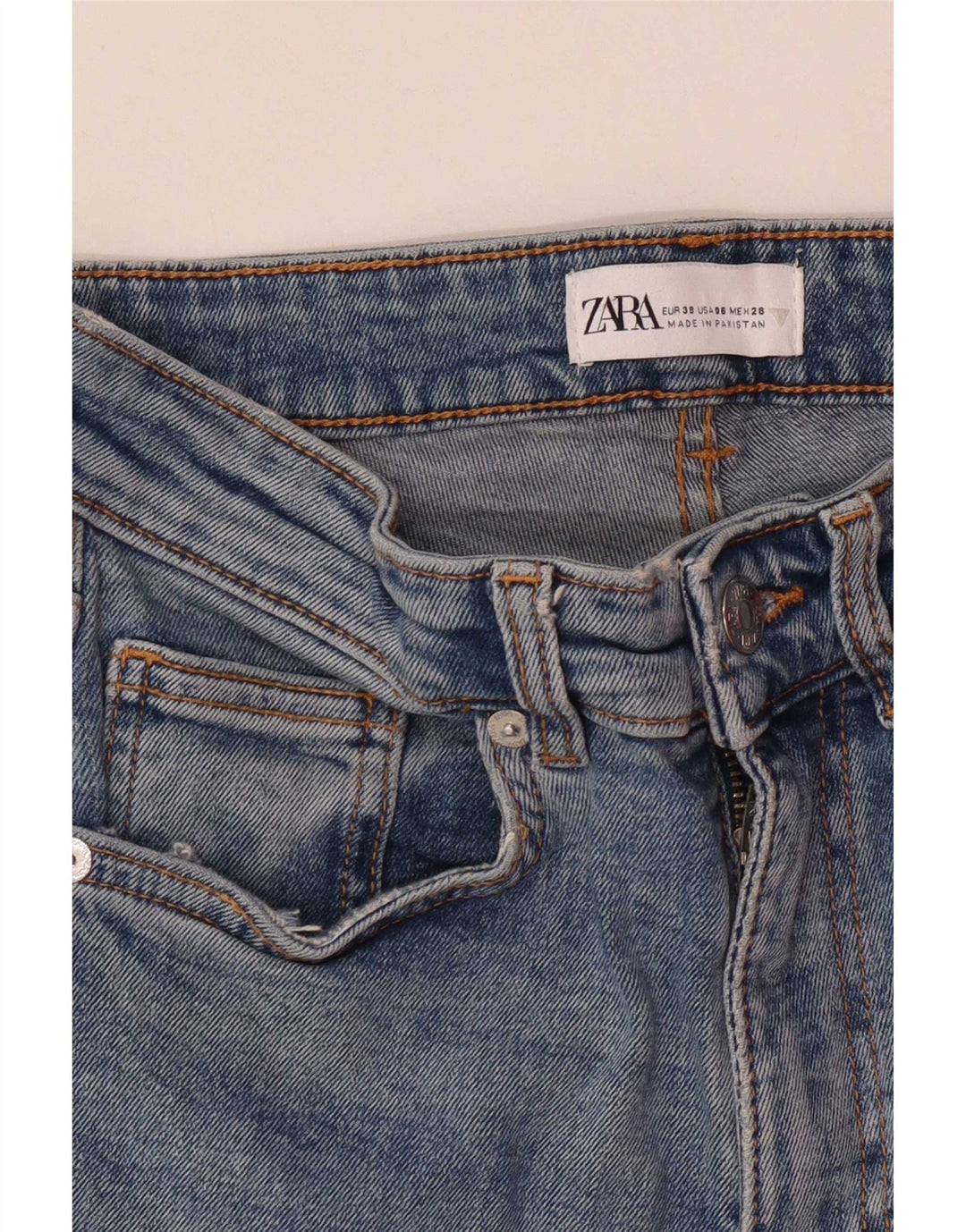 Zara Calça Jeans Feminina Cintura Alta Flared EU 38 Pequeno W28 L26 Azul