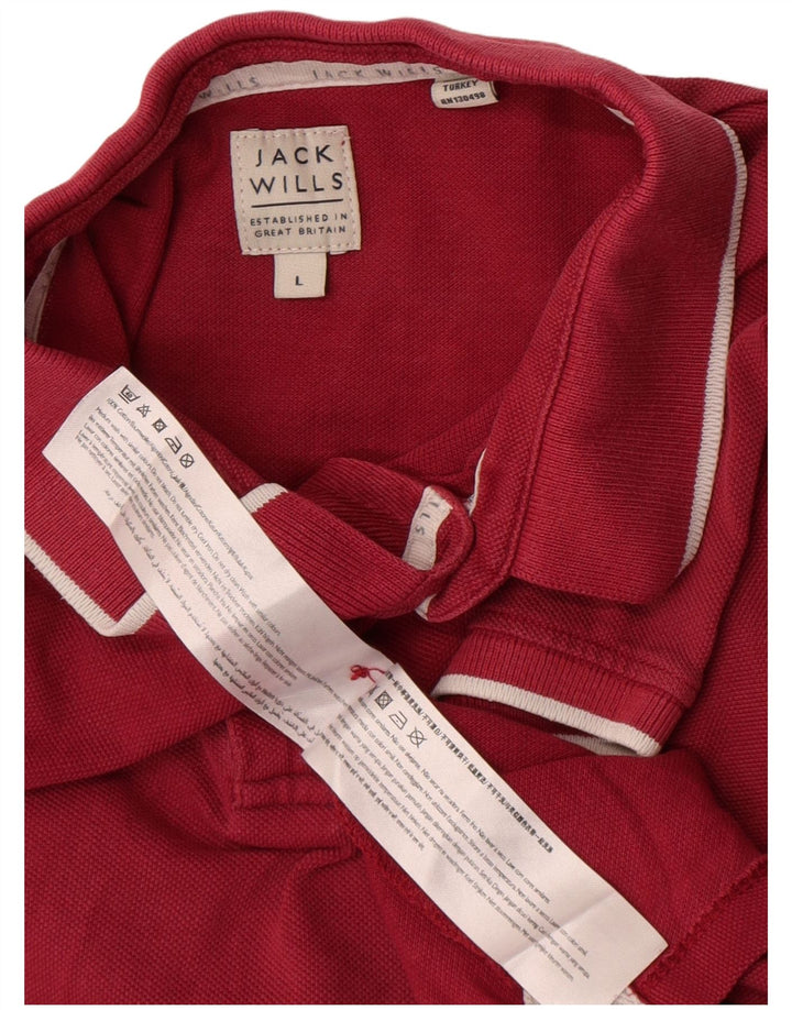 Camisa polo masculina Jack Wills grande algodão Borgonha